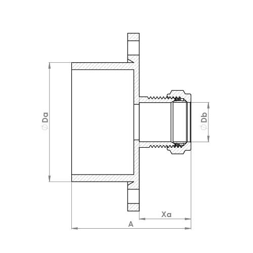 The technical schematic of the Flowflex Compression Large Reducer, product code: P904LG