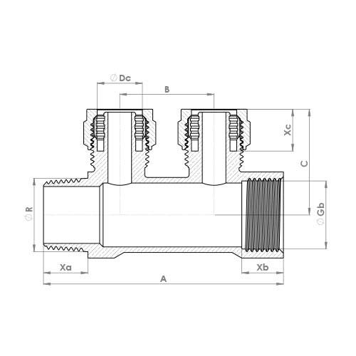 The technical schematic of the Flowflex PEX Manifold, product code: PX602
