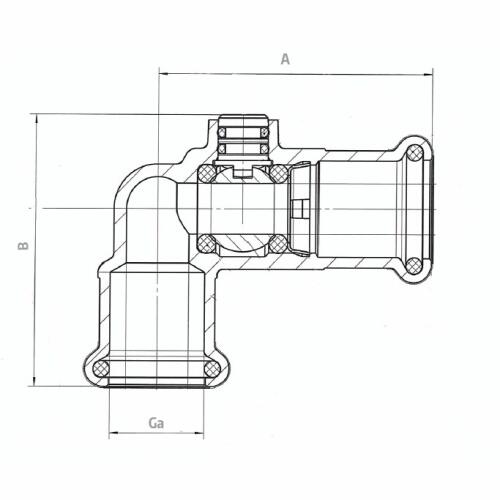 Press Angled Isolating Valve Chrome Schematic