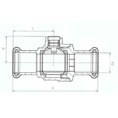 Press Fit Full Bore Isolating Valve Chrome Schematic